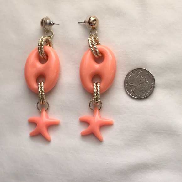 Coral color Stud Earrings - Picture 2 of 2